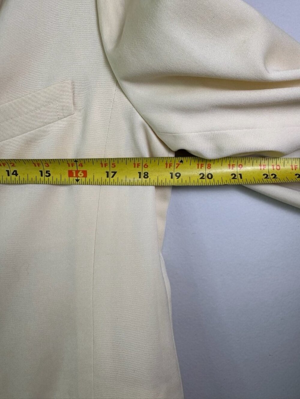 VTG Luciano Barbera 100% Wool Blazer Jacket Women Size 44 Solid Cream Italy - Picture 13 of 16